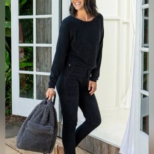 BAREFOOT Dreams CozyChic Ultra Lite Rolled Neck Pullover Black Size XL